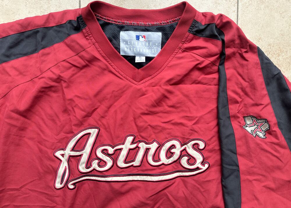 Houston Astros 2000s VF Pullover windbreaker Dugout jacket XL brick red MLB vtg